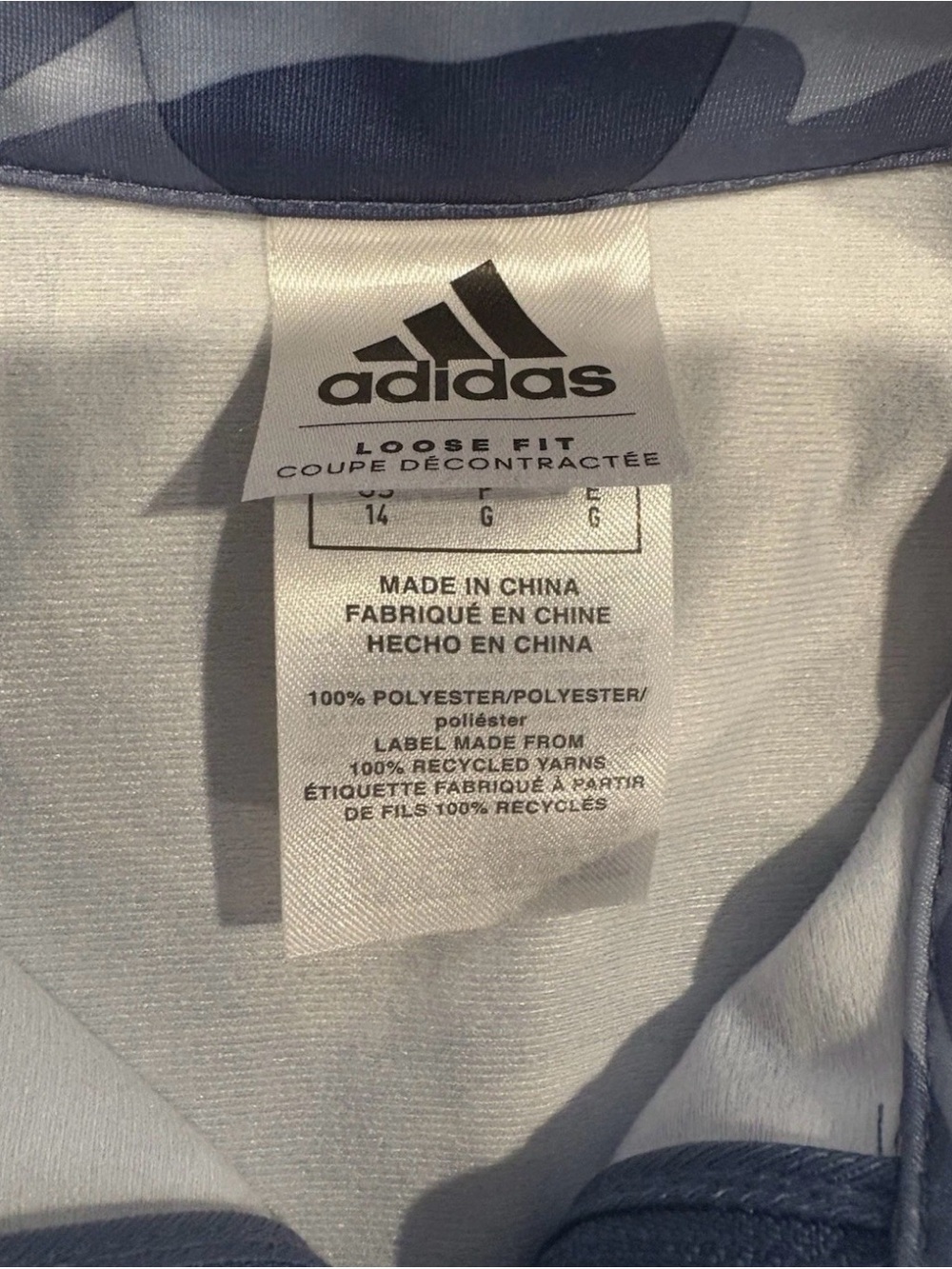 Adidas Girls Cropped Track Jacket Size Large (14) Blue Camo Trefoil Striped - Picture 4 of 7